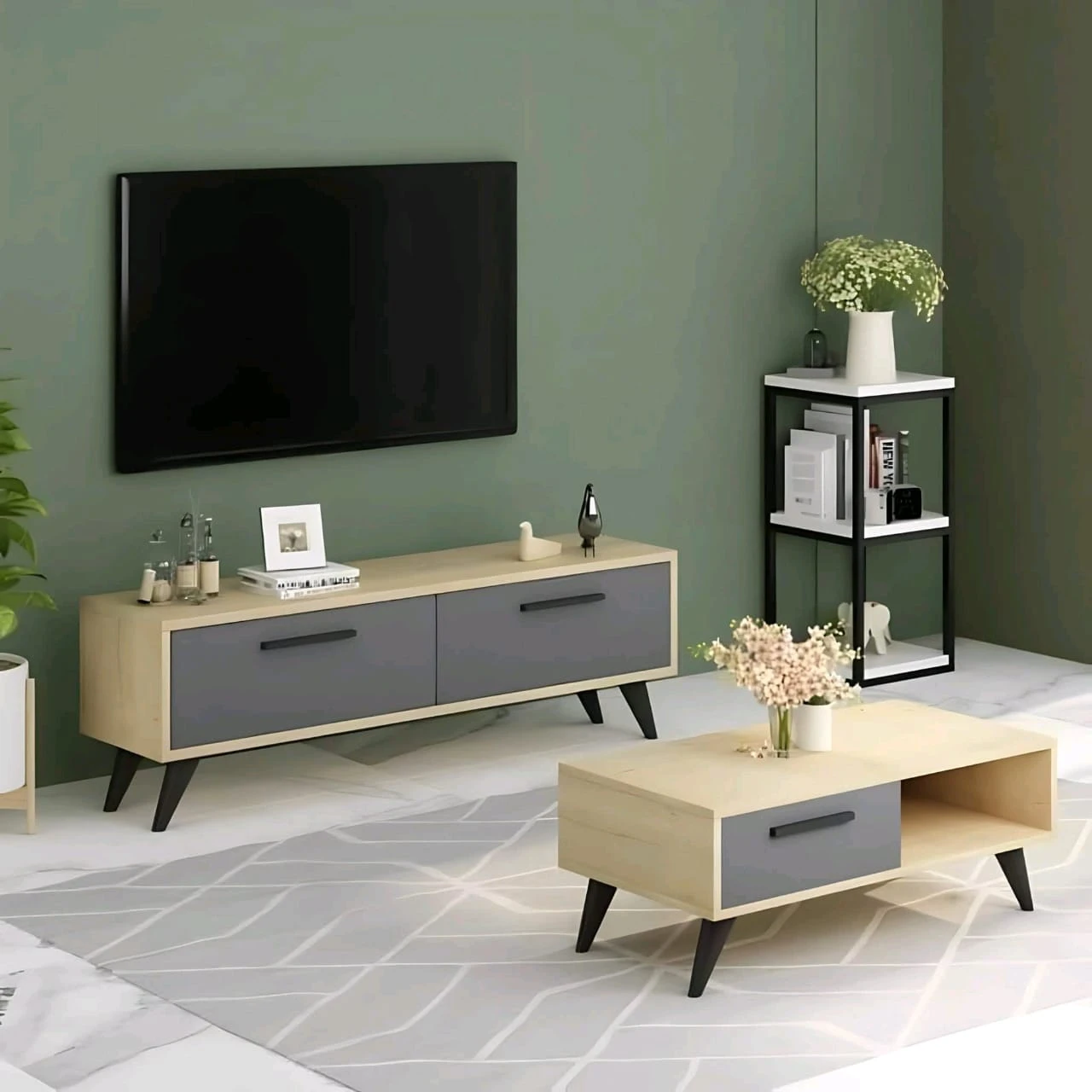 TV TABLE +COFEE TABLE